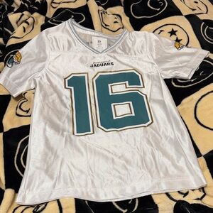 Girls White and Teal Jaguars Shirt